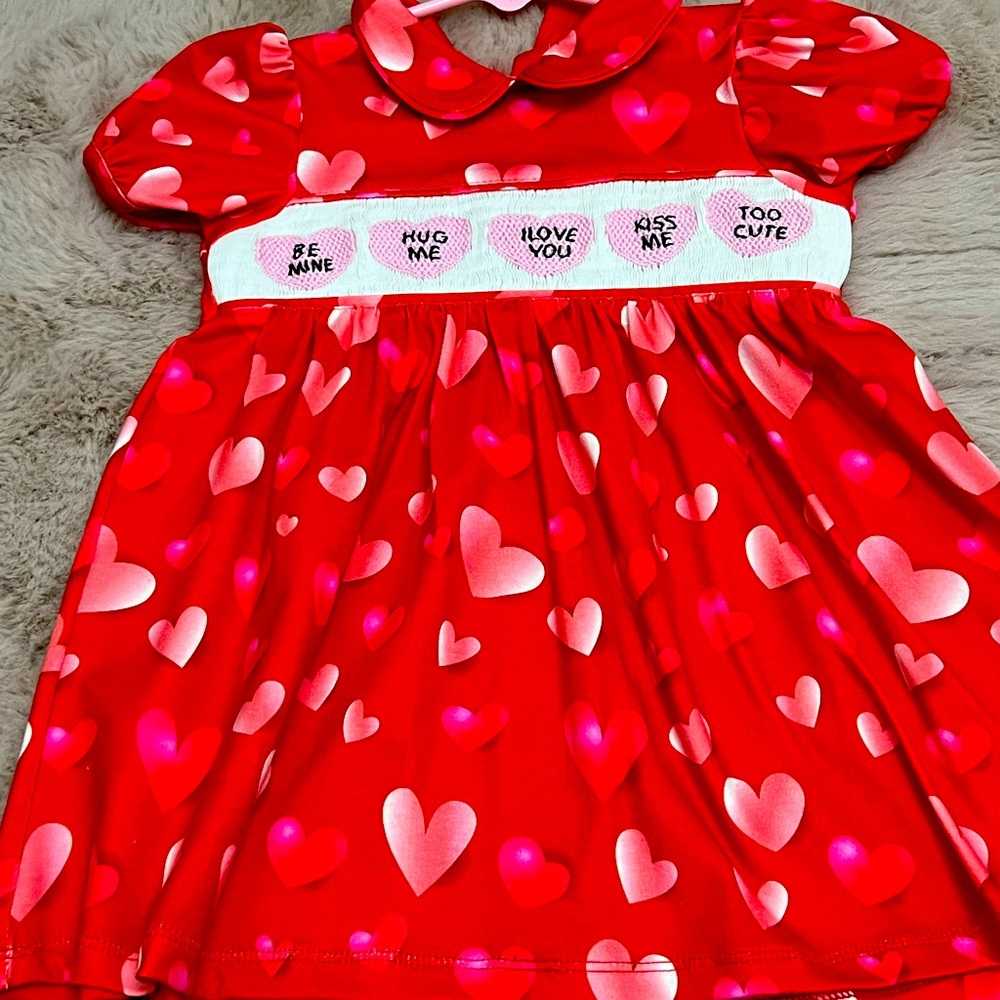 Size 12 months smocked frocks  Valentine’s Day smock worn only for pictures
